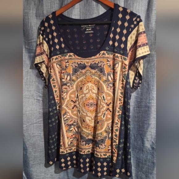 Lucky Brand Tops - Lucky Brand Blue and Orange Graphic T-Shirt